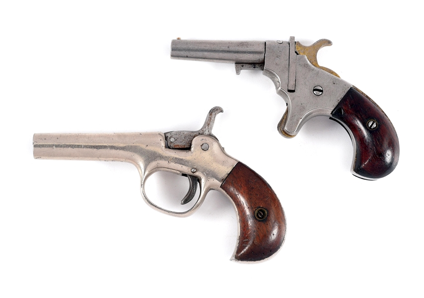 (A) LOT OF 2: HOPKINS AND ALLEN EXPERT SINGLE SHOT DERRINGER AND PRINCE BLANK GUN.