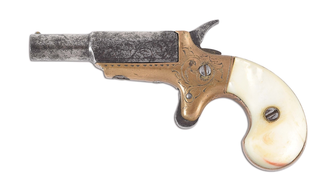 (A) F.D. NEWBERRY ARMS CO. POCKET DERRINGER WITH PEARL GRIPS