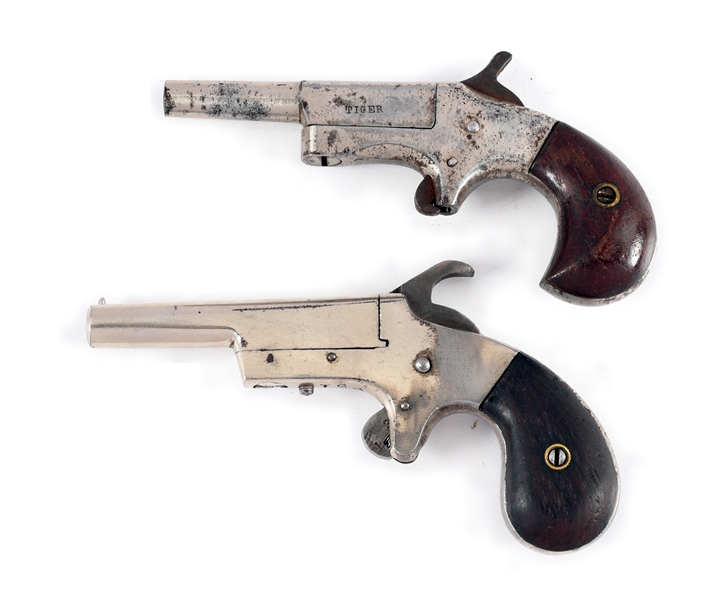 (A) LOT OF 2: NORWICH FALLS PISTOL CO. TIGER AND UNION SINGLE SHOT DERRINGERS.