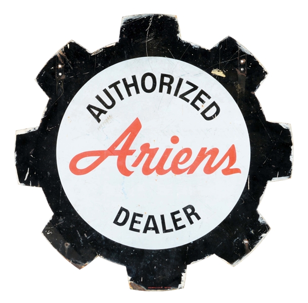 ARIENS AUTHORIZED DEALER TIN SIGN W/ GEAR STYLE GRAPHIC. 