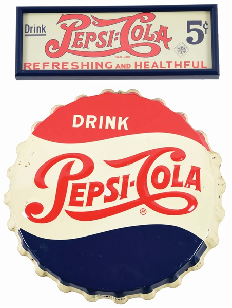 LOT OF 2: PEPSI-COLA SIGNS.