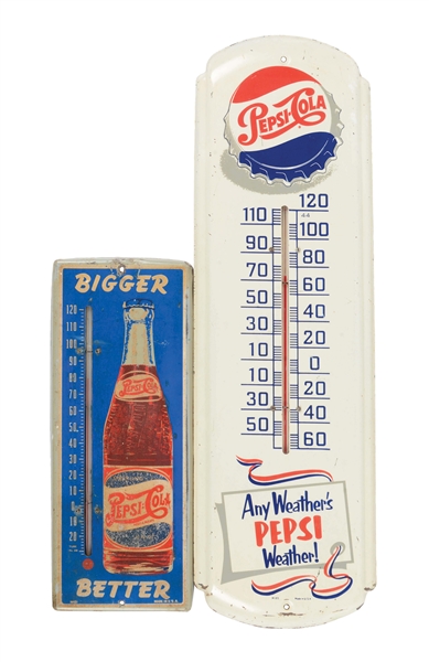 LOT OF 2: PEPSI-COLA THERMOMETERS.
