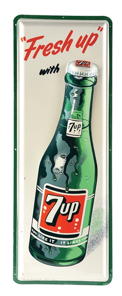 EMBOSSED 7UP VERTICAL SIGN.