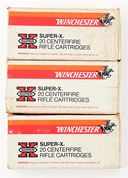 LOT OF 3: BOXES OF WINCHESTER .356 WIN. AMMUNITION.