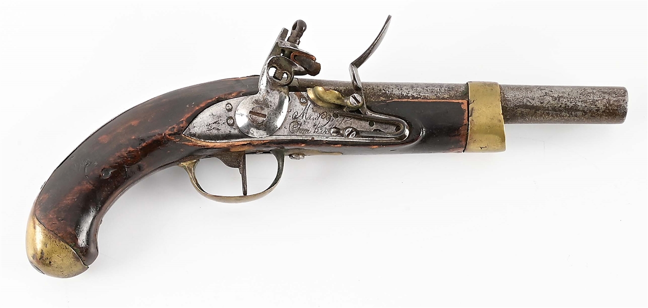 (A) FRENCH FLINTLOCK PISTOL, MANUFACTURED AT CHARLEVILLE.