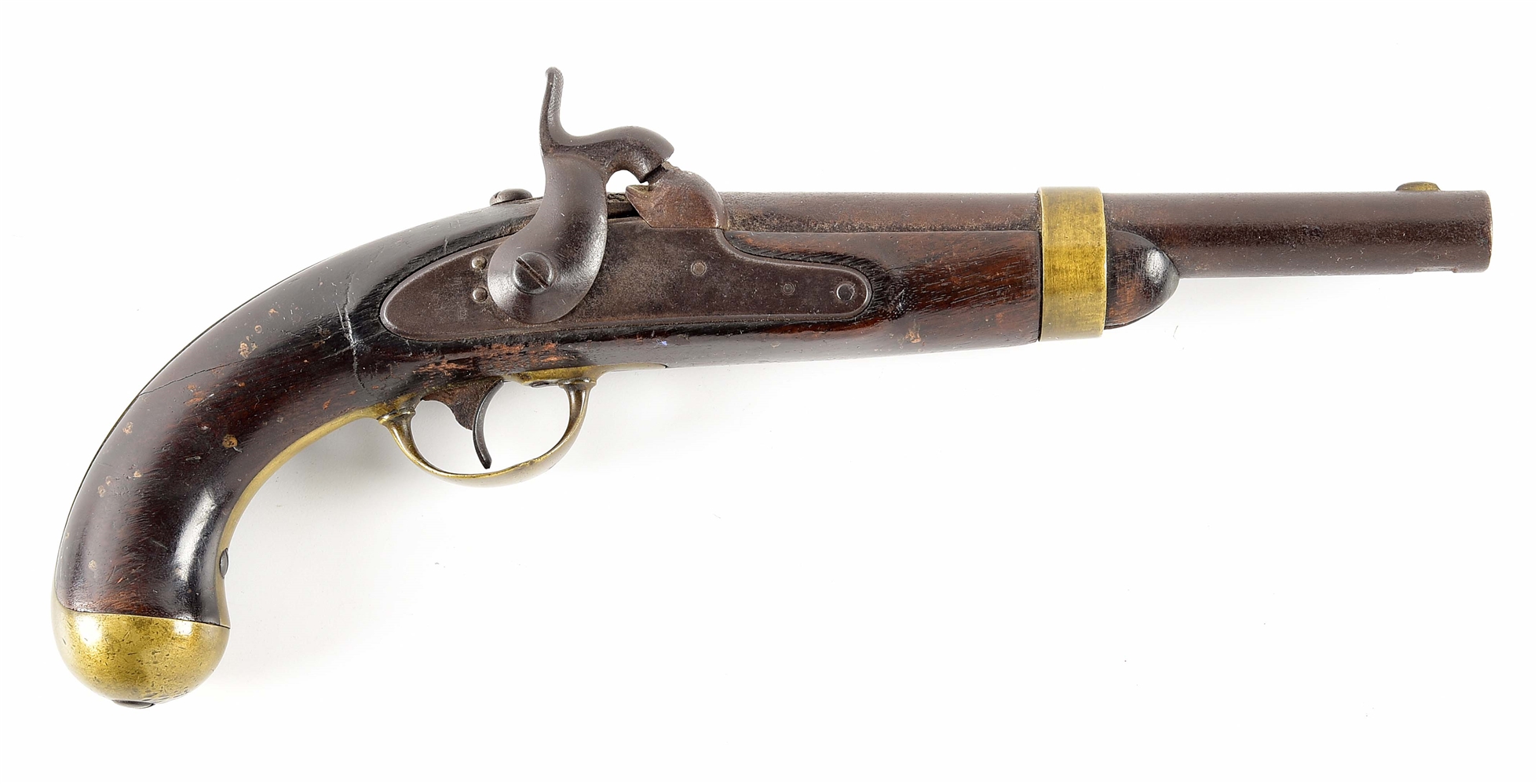 (A) US MODEL 1842 PERCUSSION PISTOL BY ASTON DATED 1851.