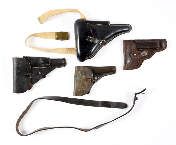 LOT OF 4 EUROPEAN LEATHER HOLSTERS.
