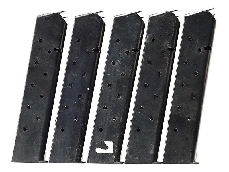LOT OF 5: EXTENDED 1911 MAGAZINES.