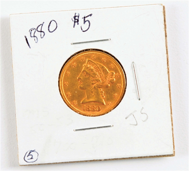 1880 $5 GOLD COIN.