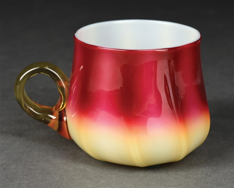 NEW ENGLAND PLATED AMBERINA PUNCH CUP.