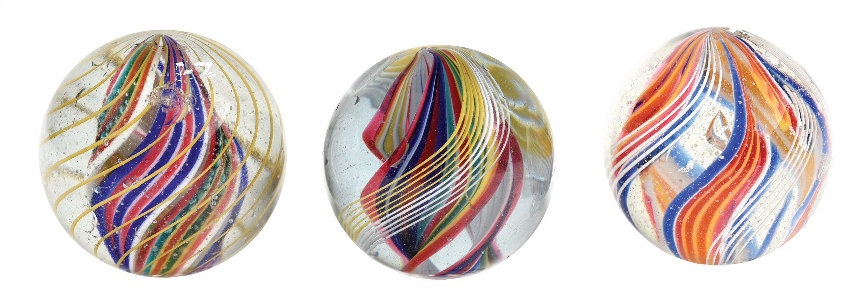 LOT OF 3: SWIRL MARBLES.