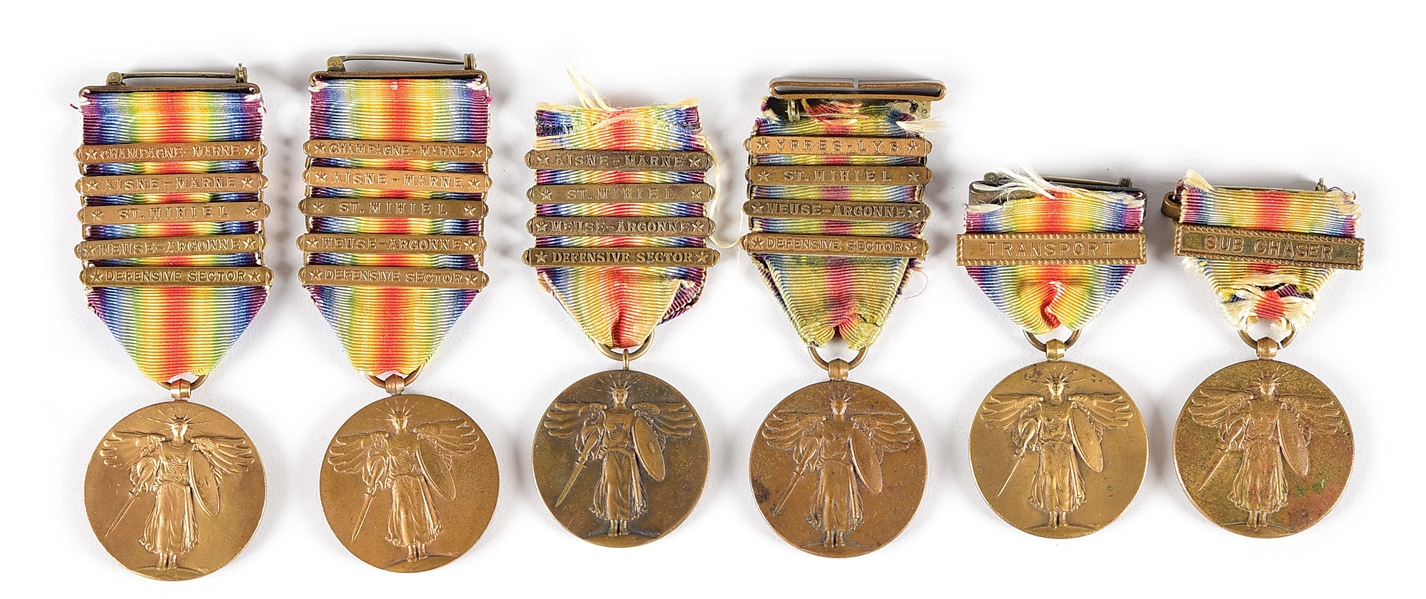 LOT OF 6: US WWI VICTORY MEDALS.