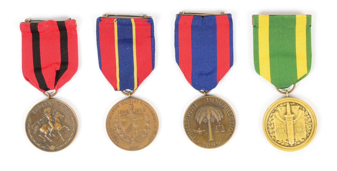 US INDIAN WARS TO PHILIPPINE INSURRECTION NUMBERED MEDAL GROUPING.
