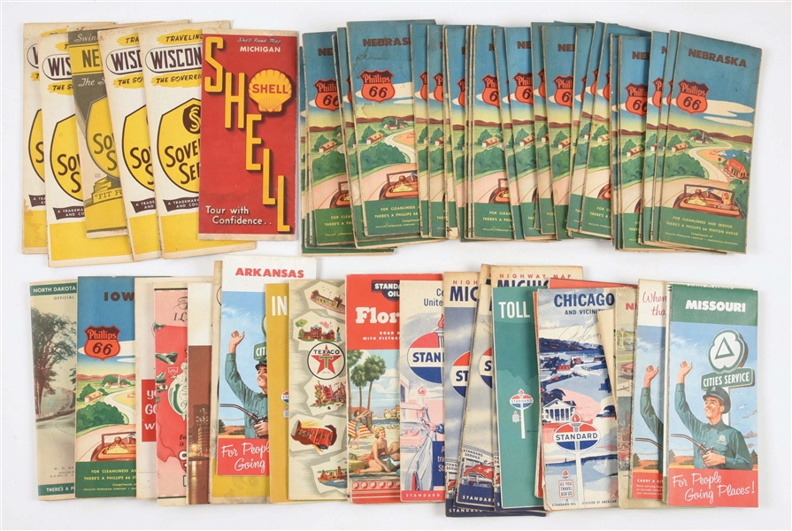 LARGE COLLECTION OF SERVICE STATION HIGHWAY MAPS. 