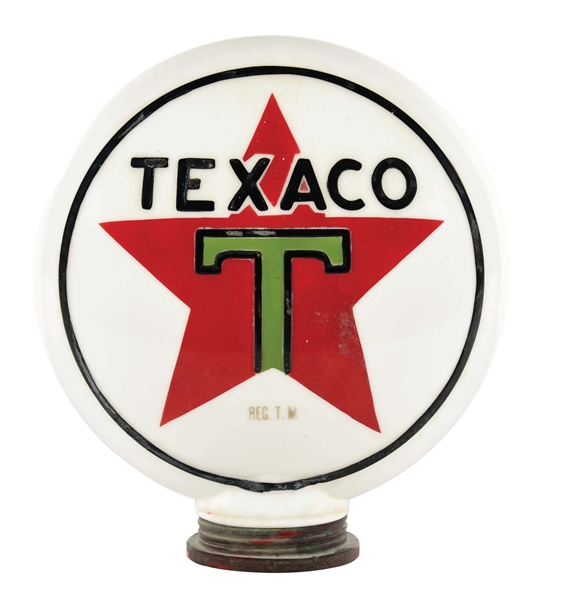 TEXACO GASOLINE ONE PIECE CAST GLOBE W/ SCREW BASE. 