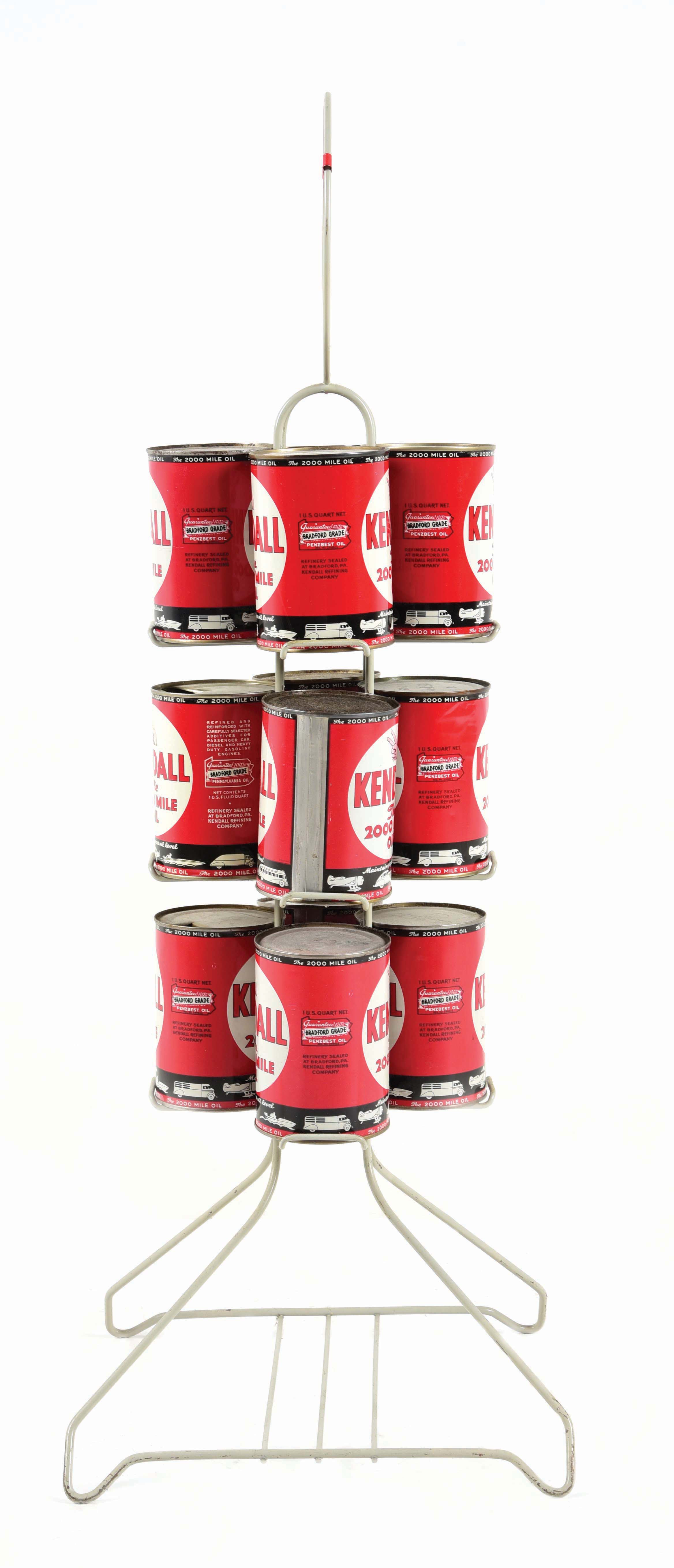 Service Station Rack Lot Detail - KENDALL 2000 MILE MOTOR OIL TIN SERVICE STATION RACK ...