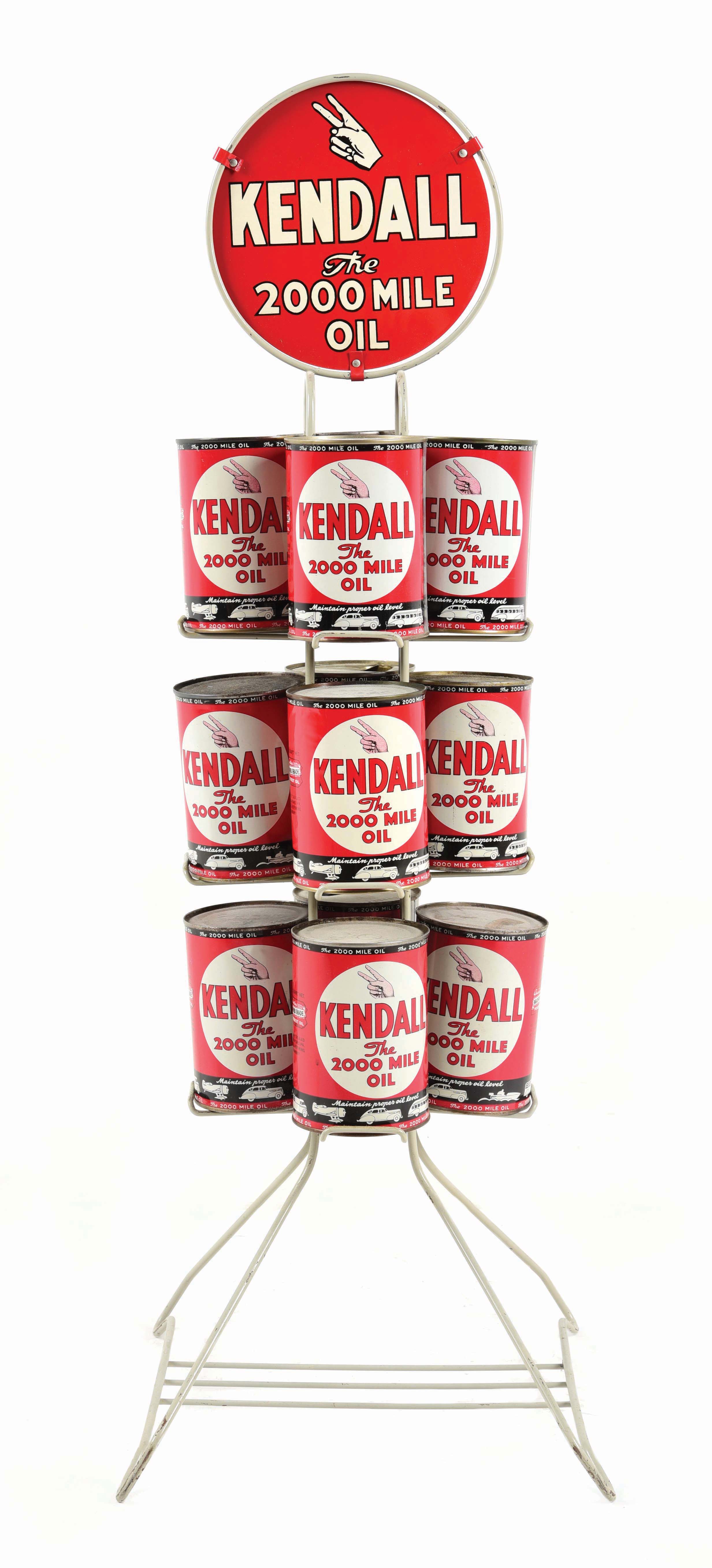 Kendall Oil Rack Lot Detail - KENDALL 2000 MILE MOTOR OIL TIN SERVICE STATION RACK ...