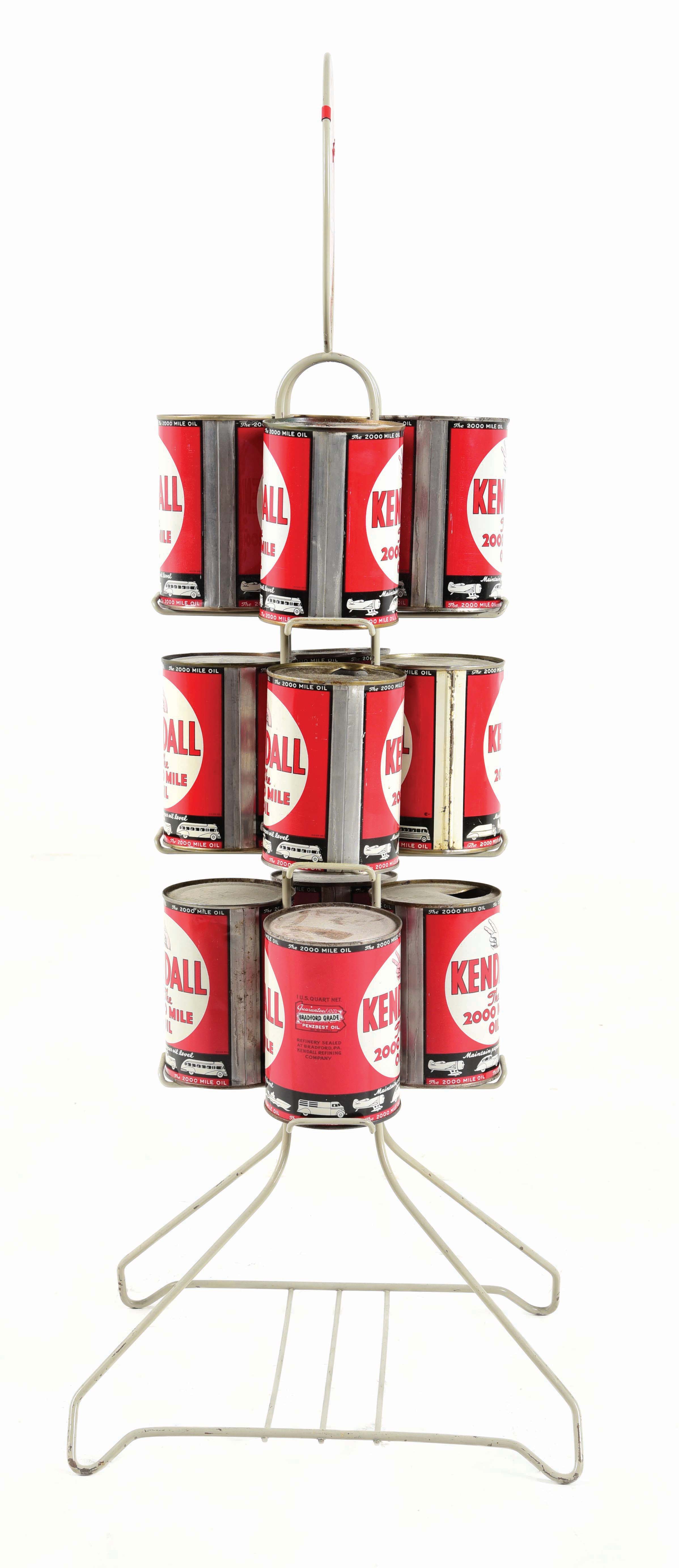 Service Station Rack Lot Detail - KENDALL 2000 MILE MOTOR OIL TIN SERVICE STATION RACK ...