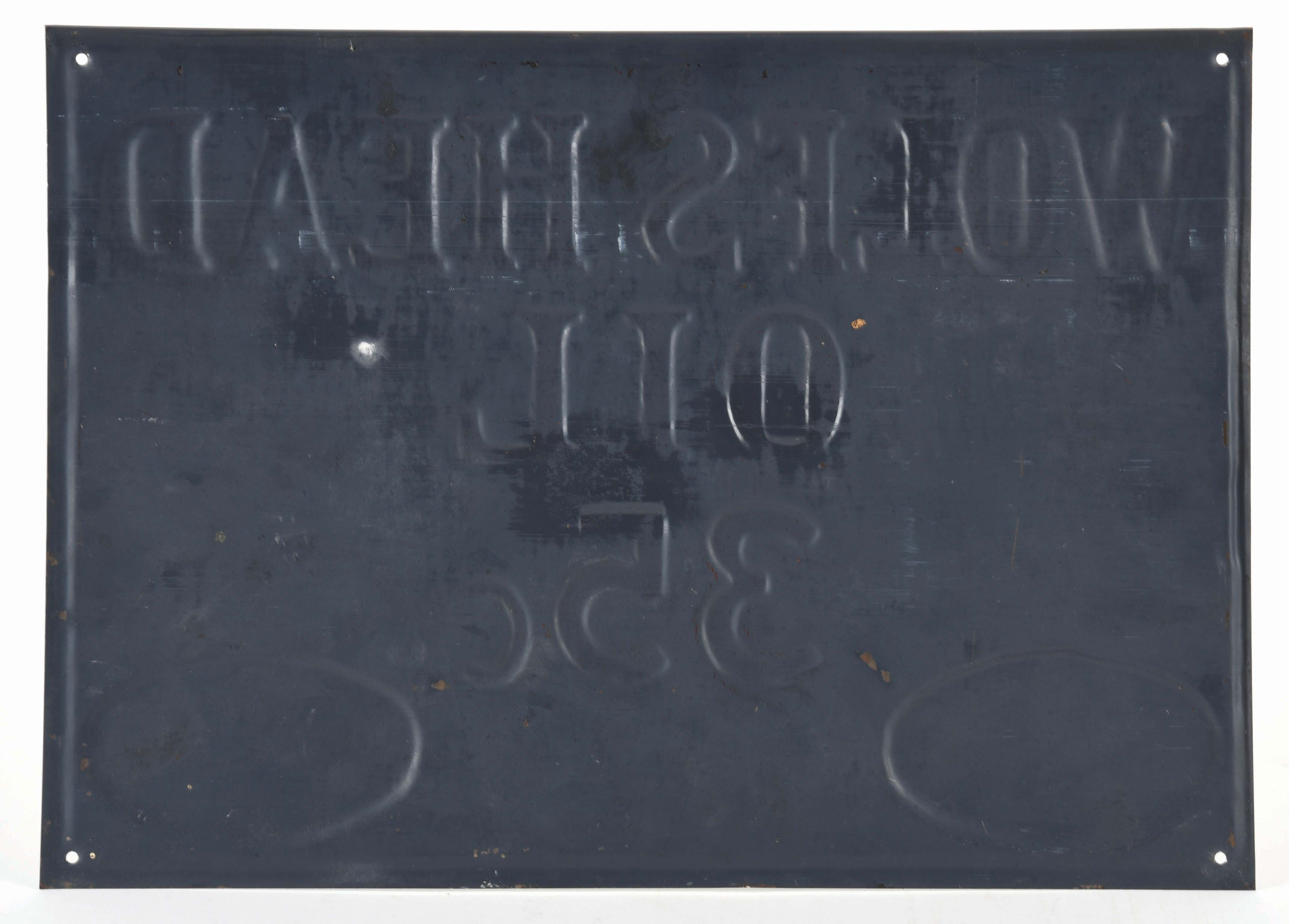 RARE N.O.S. WOLF'S HEAD MOTOR OIL EMBOSSED TIN SIGN. - auctions & price ...