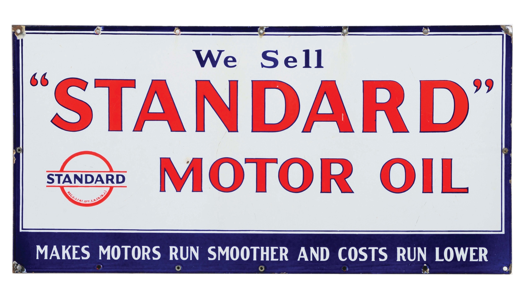 WE SELL STANDARD MOTOR OIL PORCELAIN SERVICE STATION SIGN.