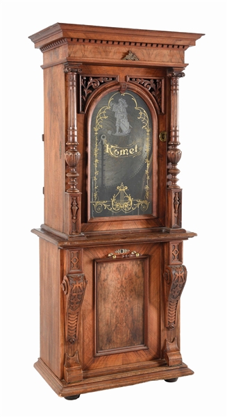 KOMET "VICTORIA" UPRIGHT COIN OPERATED DISC MUSIC BOX. 
