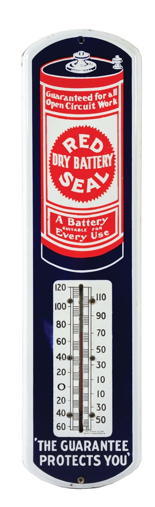 RED SEAL PORCELAIN THERMOMETER SIGN.