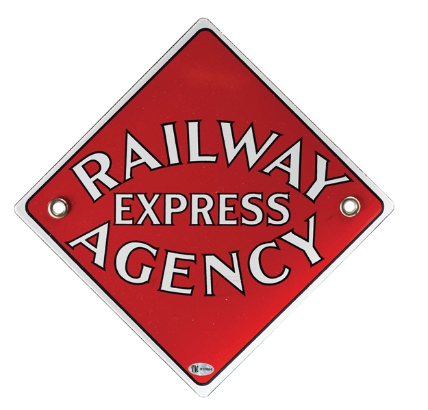 RAILWAY EXPRESS AGENCY PORCELAIN SIGN.