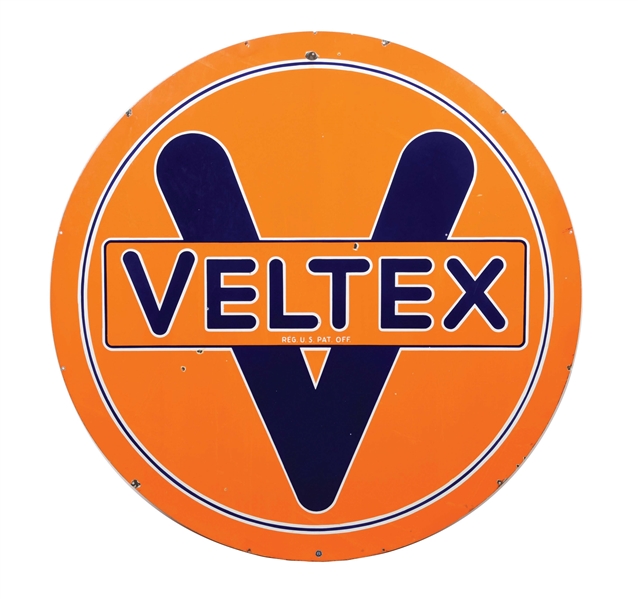 VELTEX GASOLINE 72" PORCELAIN SERVICE STATION SIGN. 