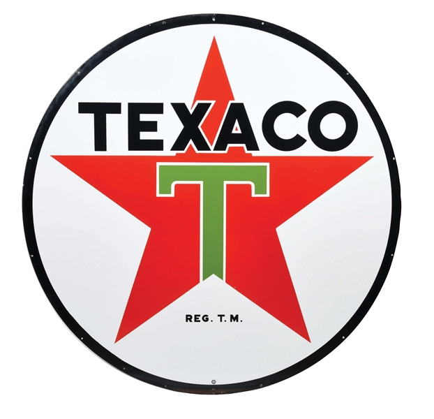 OUTSTANDING TEXACO GASOLINE PORCELAIN SERVICE STATION SIGN W/ STAR GRAPHIC. 
