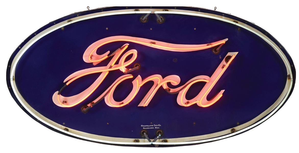 FORD AUTOMOBILES PORCELAIN OVAL NEON SIGN. 