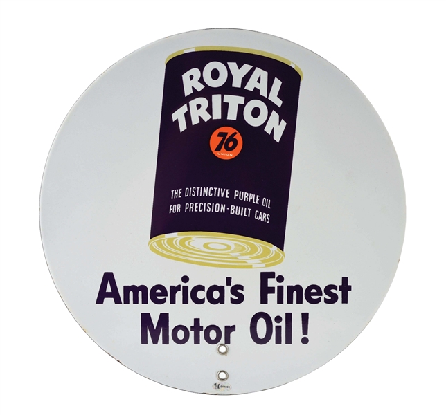 OUTSTANDING UNION 76 ROYAL TRITON MOTOR OILS PORCELAIN RACK SIGN. 