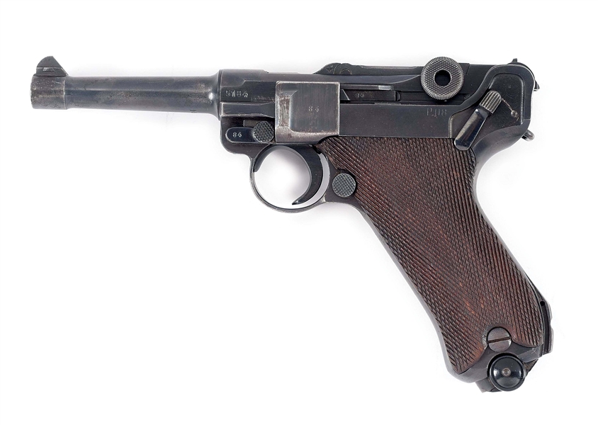 (C) GERMAN WWII MAUSER "BYF" CODE "42" DATE P.08 SEMI-AUTOMATIC PISTOL.