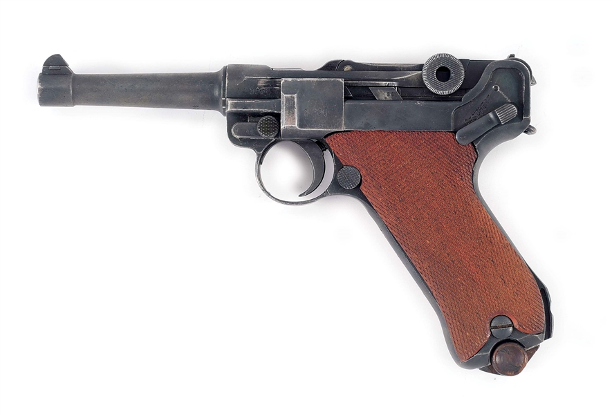 (C) GERMAN WWI ERFURT "1916" DATED GRENADIER UNIT MARKED P.08 SEMI-AUTOMATIC PISTOL.