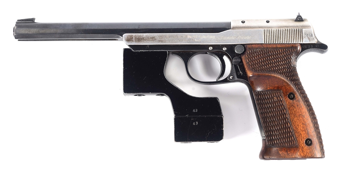 (C) WALTHER MODEL 1936 OLYPMIA SCHNELLFEUER SEMI-AUTOMATIC TARGET PISTOL WITH CASE.