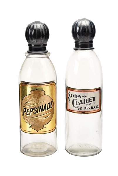 LOT OF 2: SODA FOUNTAIN SYRUP BOTTLES.