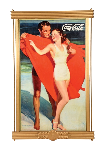 SPECTACULAR COCA-COLA CARDBOARD LITHOGRAPH IN THE ORIGINAL KAY DISPLAYS FRAME.