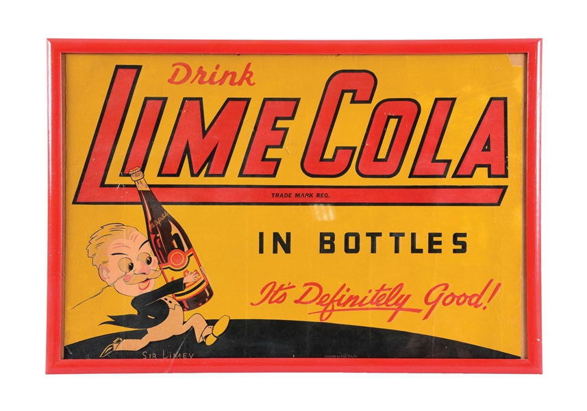 FRAMED LIME COLA OILCLOTH LITHOGRAPH.