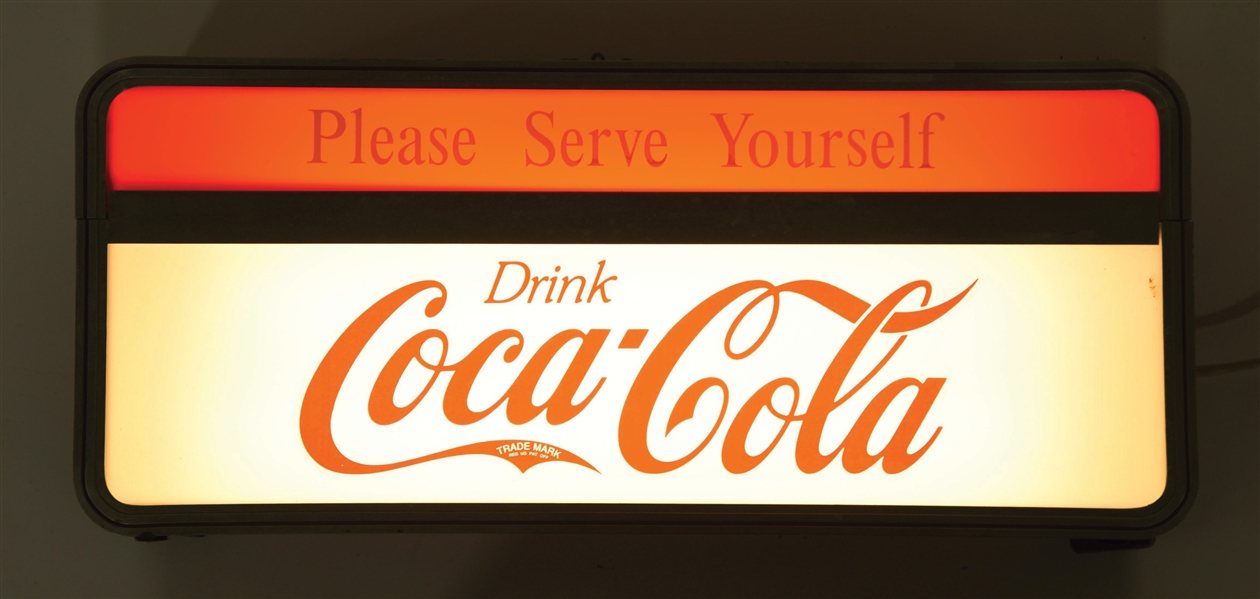 DRINK COCA-COLA PLEASE SERVE YOURSELF LIGHT-UP SIGN.