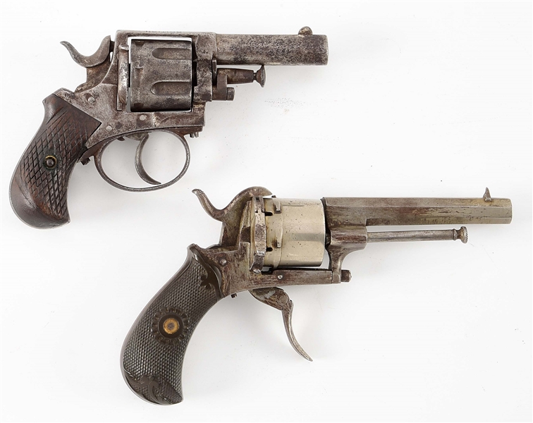 (A) LOT OF 2: BRITISH BULL DOG AND BELGIAN PINFIRE REVOLVERS