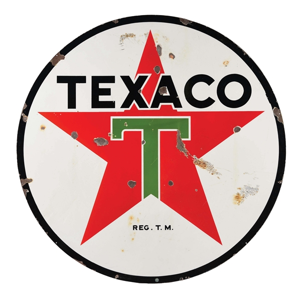 TEXACO GASOLINE PORCELAIN SERVICE STATION IDENTIFICATION SIGN. 