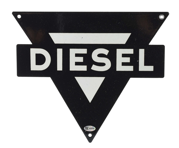 CONOCO DIESEL PORCELAIN TRIANGLE PUMP PLATE SIGN.