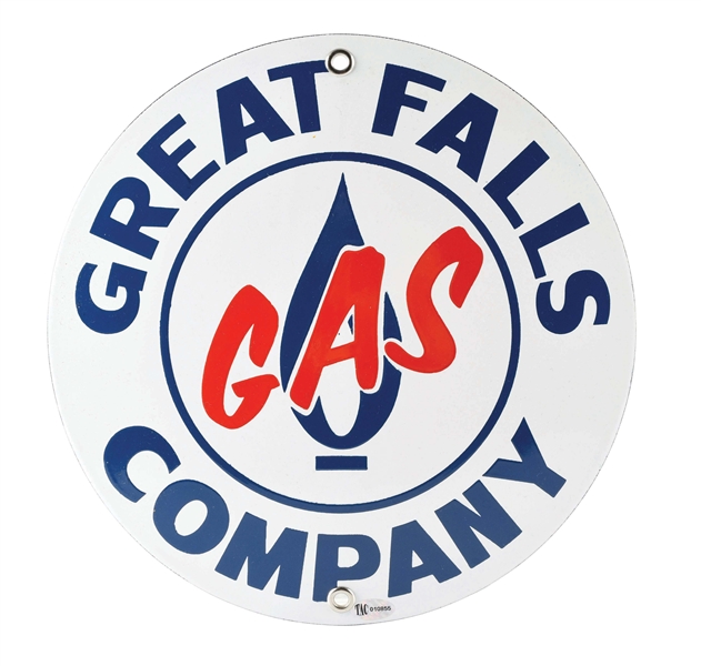 GREAT FALLS GAS COMPANY PORCELAIN SIGN. 