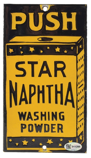 STAR NAPHTHA WASHING POWDER PORCELAIN DOOR PUSH SIGN. 