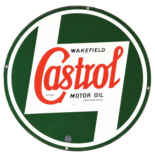 CASTROL MOTOR OILS PORCELAIN SERVICE STATION SIGN.