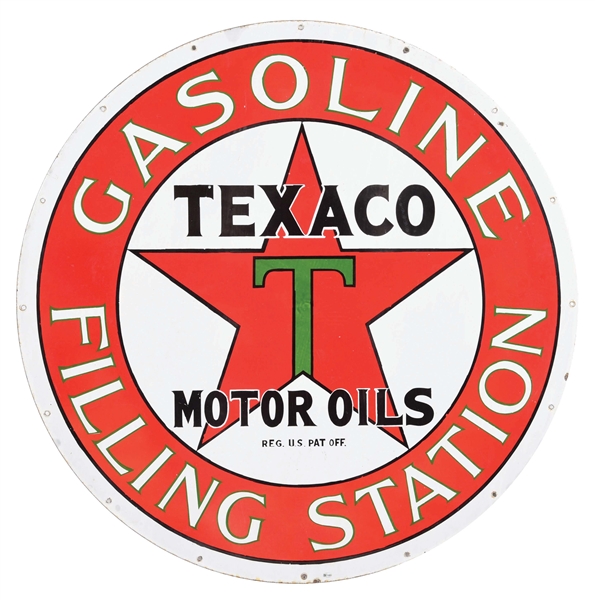 INCREDIBLE TEXACO GASOLINE & MOTOR OILS FILLING STATION PORCELAIN SIGN. 