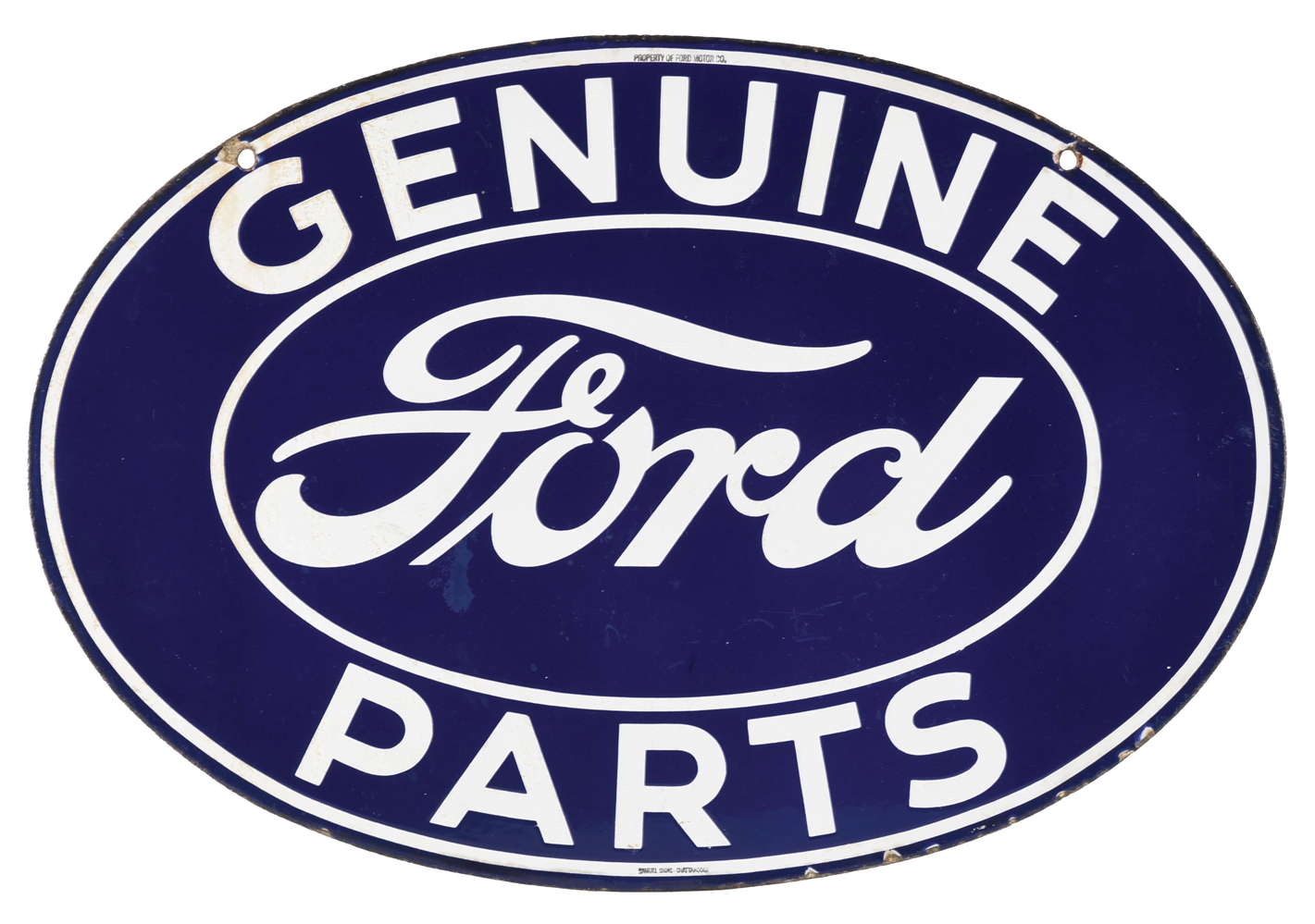 FORD GENUINE PARTS PORCELAIN OVAL SIGN W/ FORD SCRIPT. 