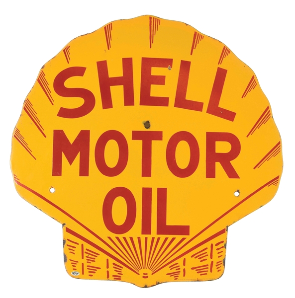 RARE SHELL MOTOR OIL PORCELAIN SERVICE STATION OIL RACK SIGN. 