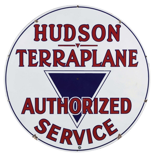 HUDSON TERRAPLANE AUTOMOBILES AUTHORIZED SERVICE PORCELAIN SIGN. 
