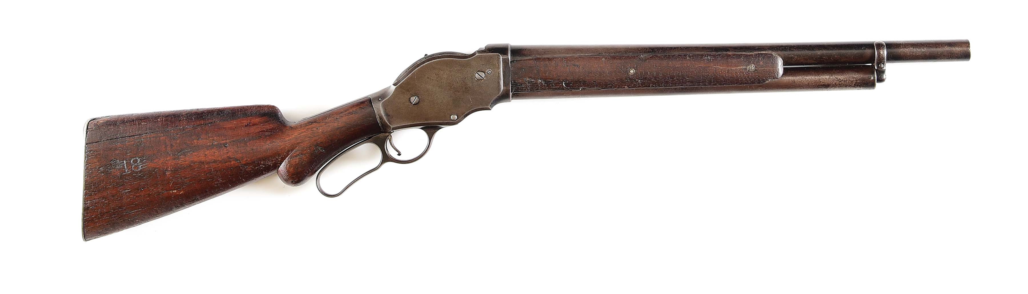 (A) ADAMS EXPRESS MARKED WINCHESTER MODEL 1887 10 GAUGE LEVER ACTION COACH GUN.