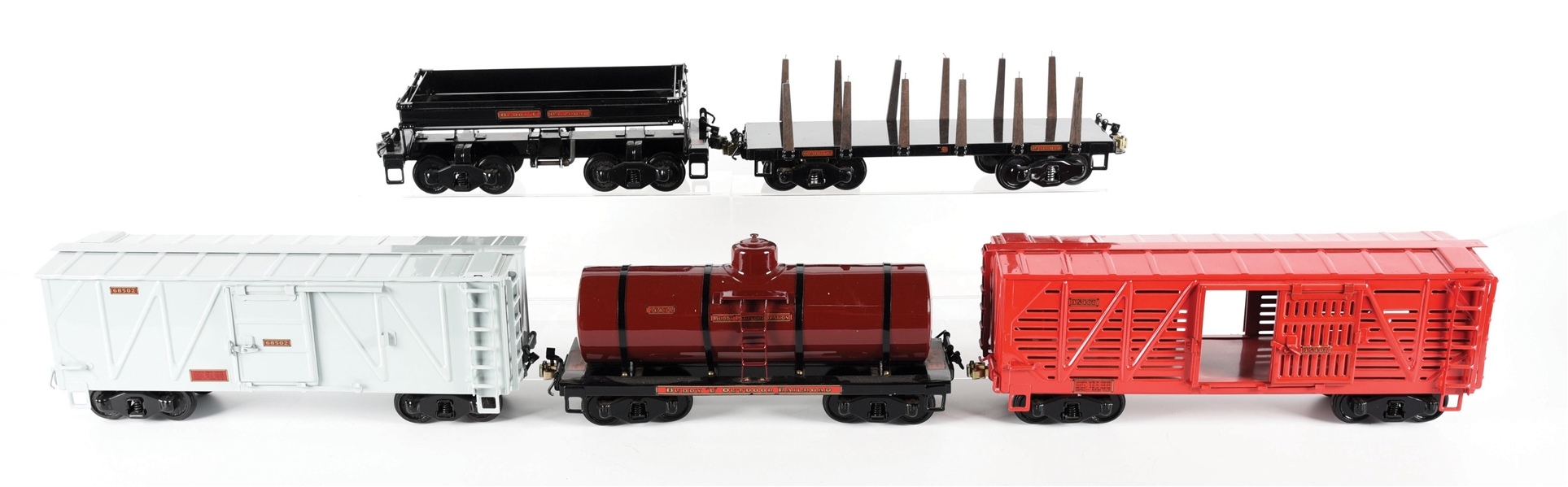 LOT OF 5: T-REPRODUCTIONS TRAIN CARS.